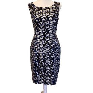 T Tahari Blue, Black & White Animal Print Cocktail Dress, Size 0, Fits Like a 4